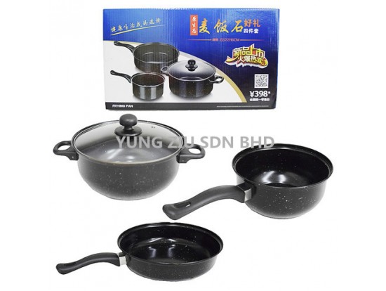 4PCS POT SET(16CM MILK POT+22CM SOUP POT+22 FRYING PAN+GLASS COVER)